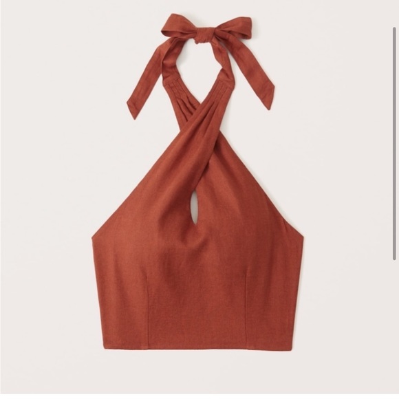 Abercrombie & Fitch Tops - Abercrombie & Fitch Twist Front Linen-Blend Halter Top